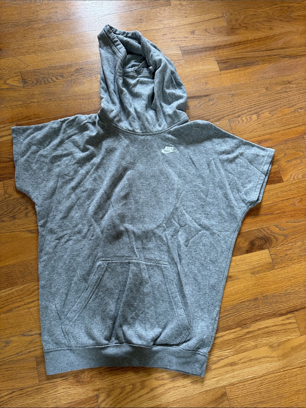 Nike Gray Hooded Short-Sleeve Pullover